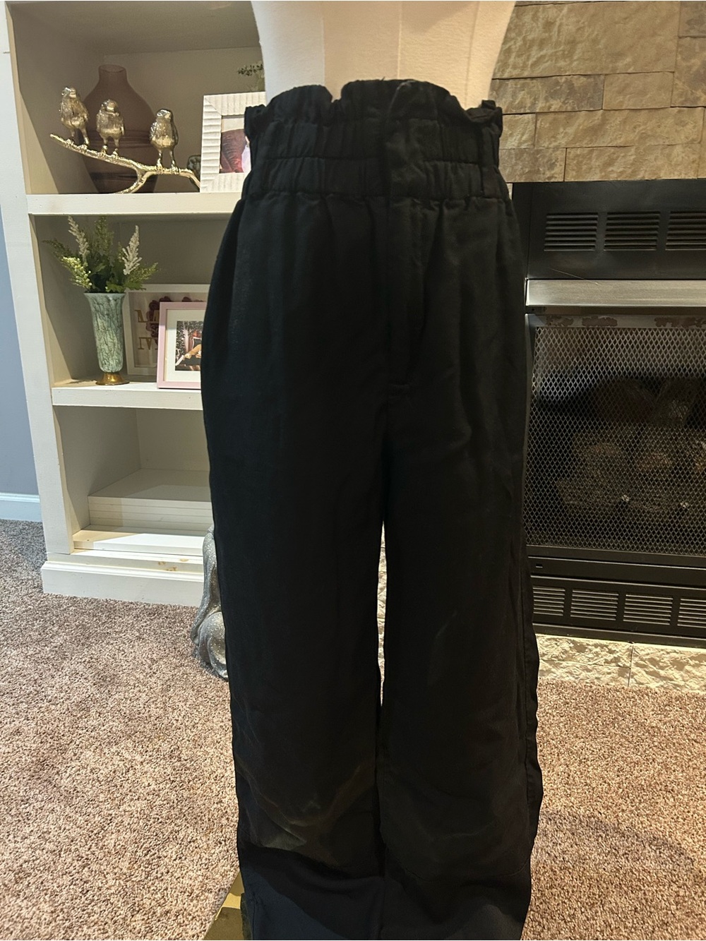 J. Crew Black High-Waist Paperbag Wide-Leg Pants